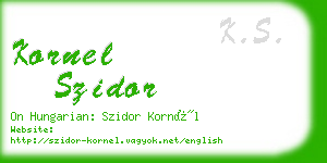 kornel szidor business card